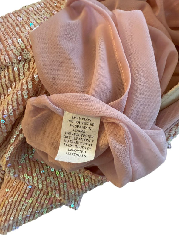 Caroline Rose Blush Sequin Knit Short-Sleeve Top – Size XL