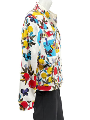 St. John Sport by Marie Gray Fruit & Butterfly Print T-Shirt &amp; Denim-Style Jacket Set – Size XL