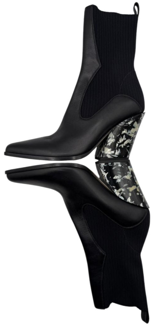 Jimmy Choo Western Style Tortoiseshell Effect Heel Booties - Size 37.5