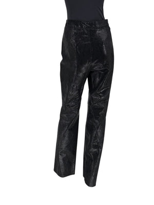 Adler Collection Black & Grey Faux Snake Embossed Leather Pantsuit – New with Tags