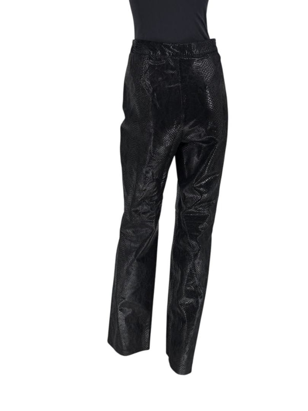 Adler Collection Black & Grey Faux Snake Embossed Leather Pantsuit – New with Tags
