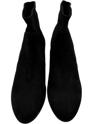 Charlotte Olympia Black Suede Ankle Booties with Studded Gold Heels – Size 39