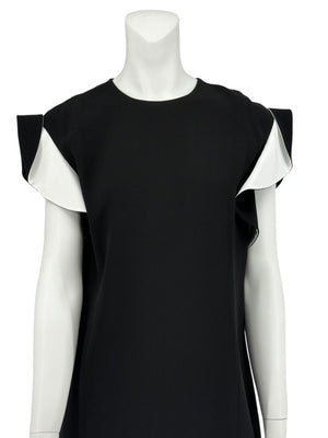 Givenchy Black & White Ruffle Sleeve Shift Dress - Size FR 40