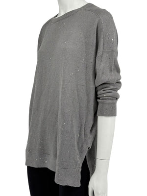 Brunello Cucinelli Grey Linen & Silk Sequin Sweater – Size L