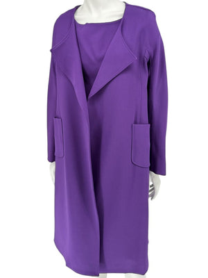 Pamella Roland Purple 2-Piece Dress & Coat Set Sheath Dress & Jacket – Large