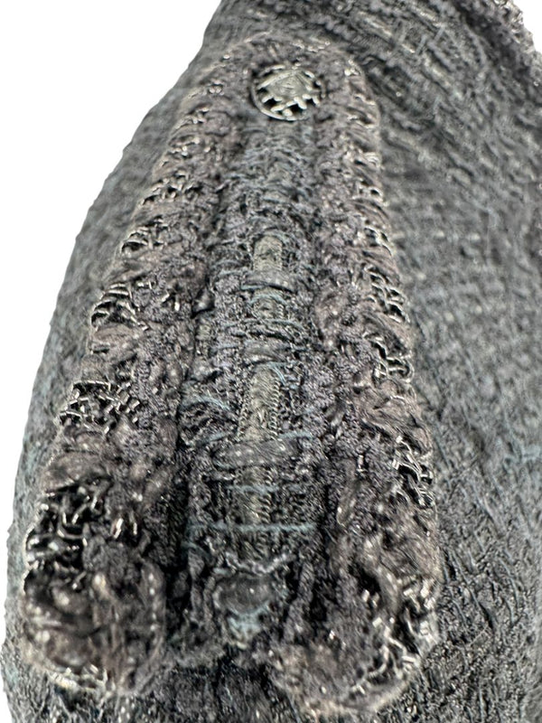 Chanel Women’s Black Textured Tweed Military-Inspired Jacket – Size 44