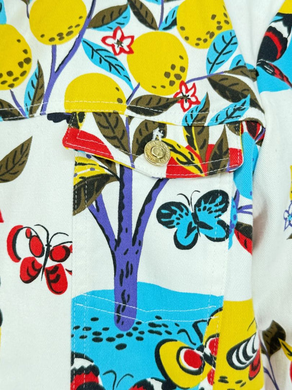 St. John Sport by Marie Gray Fruit & Butterfly Print T-Shirt &amp; Denim-Style Jacket Set – Size XL