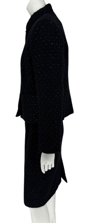 Les Copains Black Textured Wool Blend Skirt Suit – Size 10 (NWT)