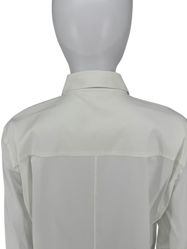 Brunello Cucinelli White Cotton Shirt with Monili Trim – Size L