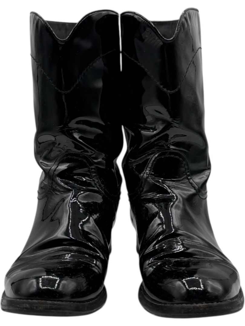 Chanel Western-Inspired Patent Leather Boots – Size 41