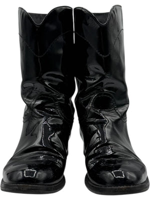 Chanel Western-Inspired Patent Leather Boots – Size 41