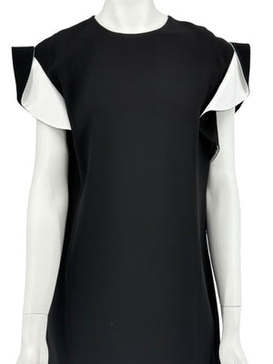 Givenchy Black & White Ruffle Sleeve Shift Dress - Size FR 40