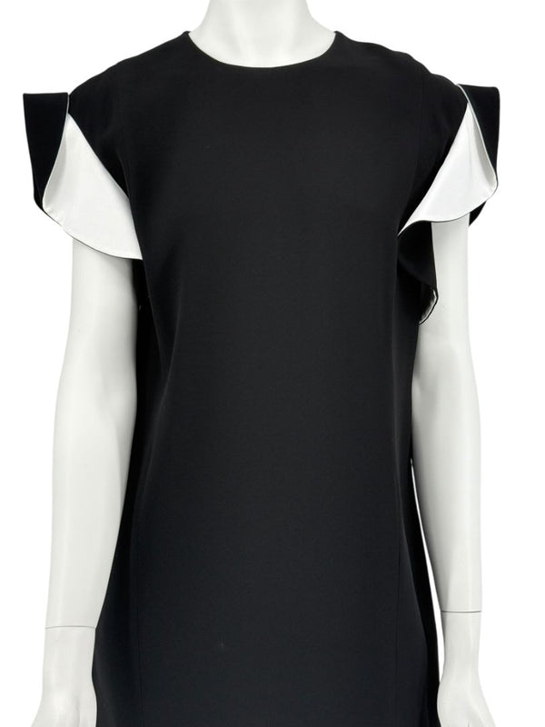 Givenchy Black & White Ruffle Sleeve Shift Dress - Size FR 40