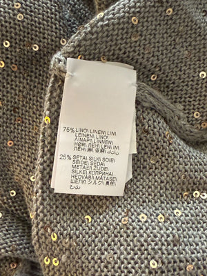 Brunello Cucinelli Grey Linen & Silk Sequin Sweater – Size L