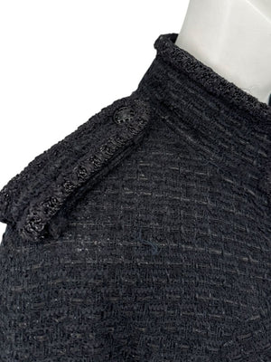 Chanel Women’s Black Textured Tweed Military-Inspired Jacket – Size 44