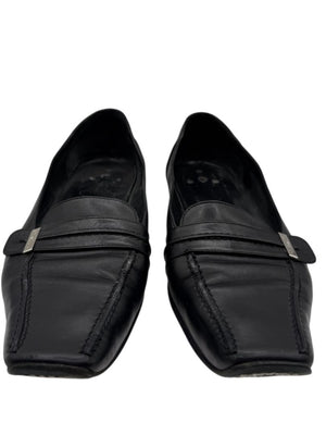 Chanel Black Leather Square-Toe Loafers – Size 41