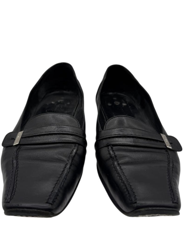 Chanel Black Leather Square-Toe Loafers – Size 41