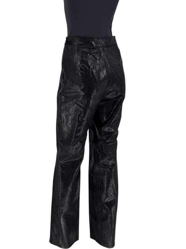 Adler Collection Black & Grey Faux Snake Embossed Leather Pantsuit – New with Tags