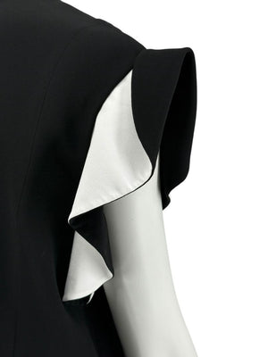 Givenchy Black & White Ruffle Sleeve Shift Dress - Size FR 40