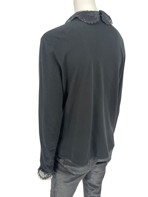 Rena Lange Black Lace Ruffle Blouse – Size 40 (US 8)
