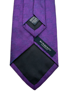 Burberry London Purple Equestrian Knight Silk Tie – Excellent Pre-Owned Condition