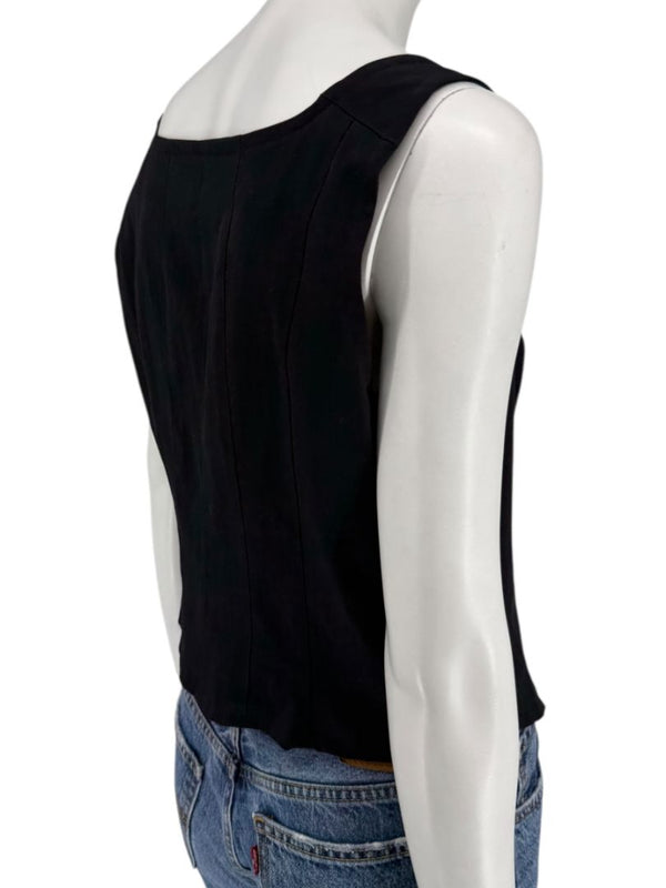 Ivan Grundahl Black Structured Hook-Front Corset Top – Size 44