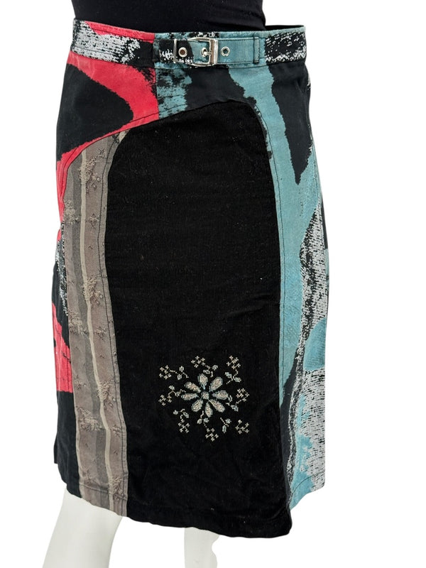 Custo Barcelona Women’s Multicolor Patchwork Cotton Skirt – Size 0