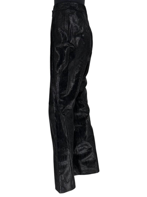 Adler Collection Black & Grey Faux Snake Embossed Leather Pantsuit – New with Tags