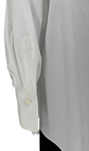 Brunello Cucinelli White Cotton Shirt with Monili Trim – Size L