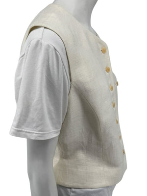 Linda Allard for Ellen Tracy Women’s Ivory Linen-Blend Vest – Size 14