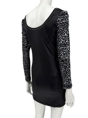 Custo Barcelona Long-Sleeve Printed Mini Dress – Size 0
