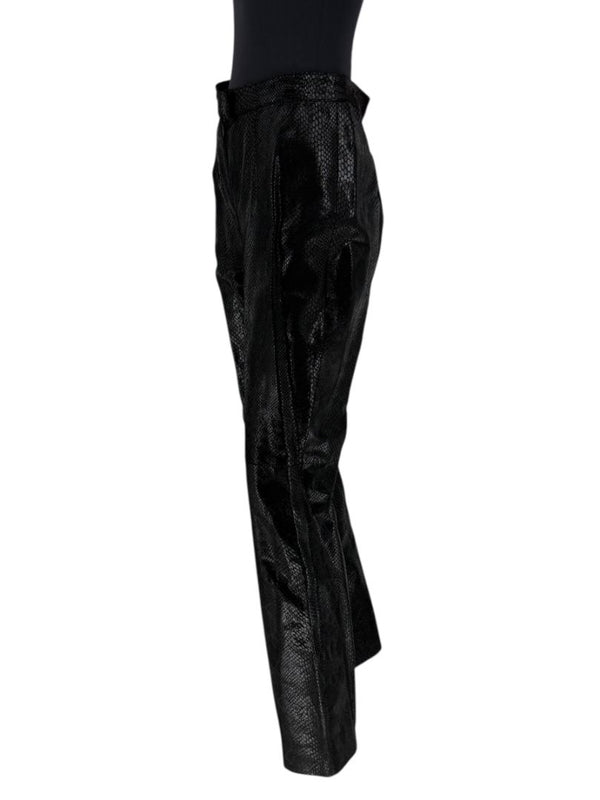Adler Collection Black & Grey Faux Snake Embossed Leather Pantsuit – New with Tags