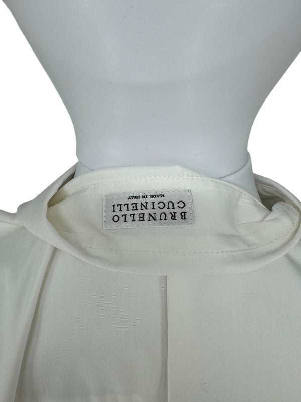 Brunello Cucinelli White Cotton Shirt with Monili Trim – Size L