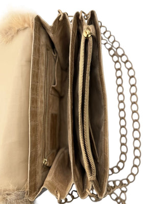 Nancy Gonzalez Caiman Crocodile & Mink Shoulder Bag