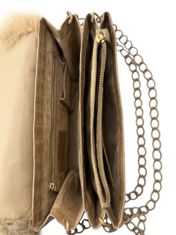 Nancy Gonzalez Caiman Crocodile & Mink Shoulder Bag