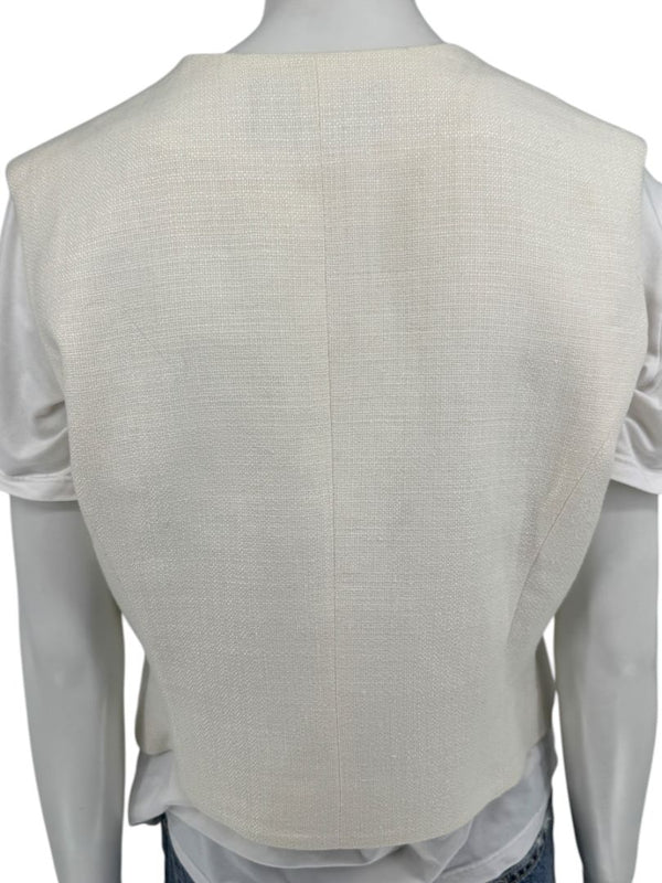 Linda Allard for Ellen Tracy Women’s Ivory Linen-Blend Vest – Size 14