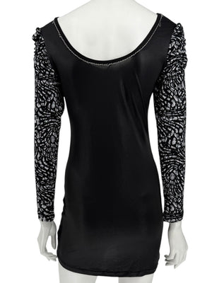 Custo Barcelona Long-Sleeve Printed Mini Dress – Size 0