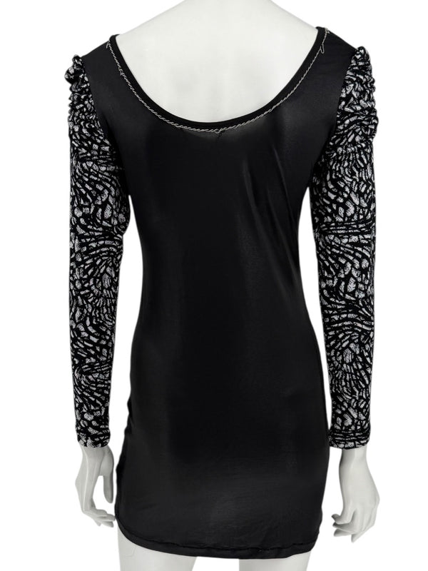 Custo Barcelona Long-Sleeve Printed Mini Dress – Size 0