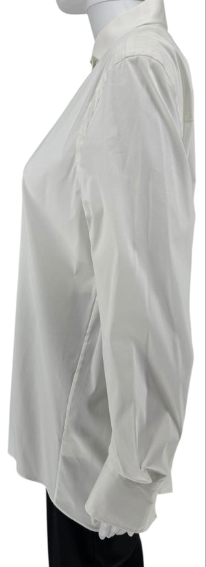 Brunello Cucinelli White Cotton Shirt with Monili Trim – Size L