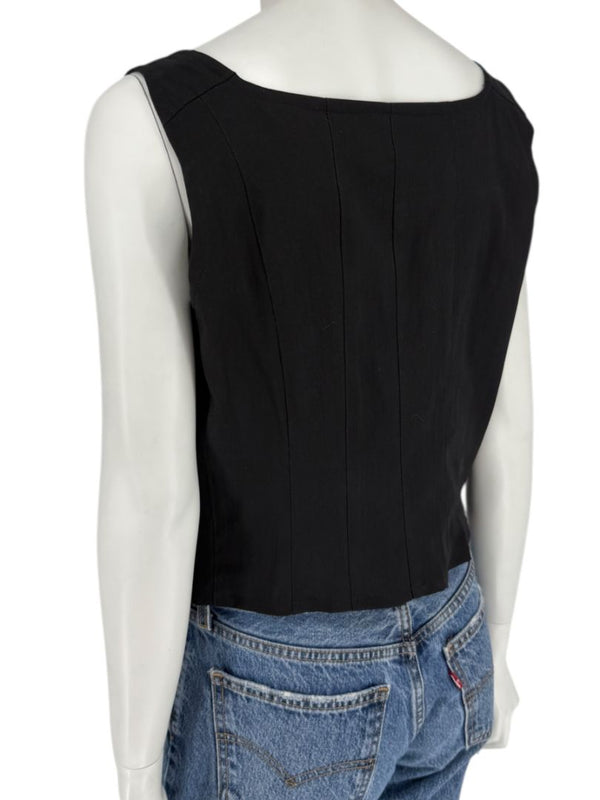 Ivan Grundahl Black Structured Hook-Front Corset Top – Size 44