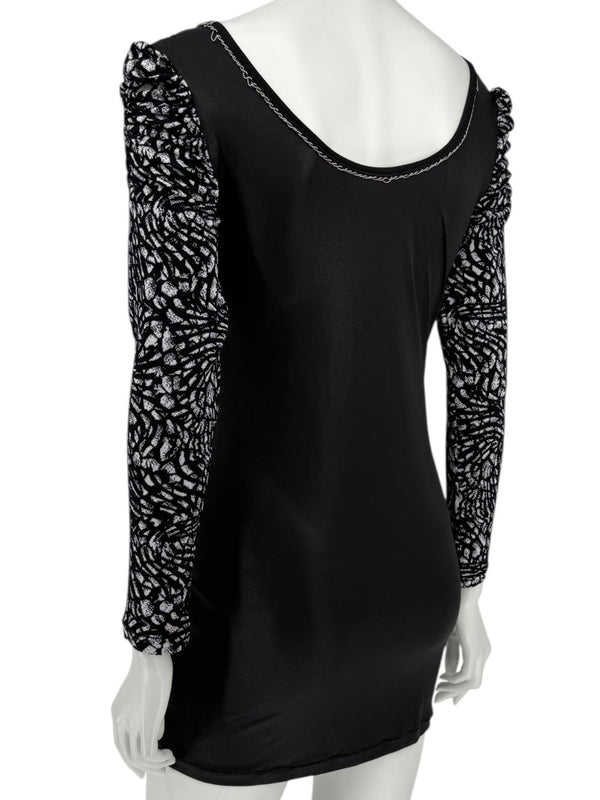 Custo Barcelona Long-Sleeve Printed Mini Dress – Size 0