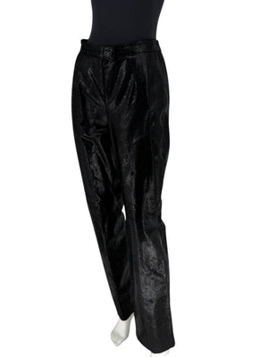 Adler Collection Black & Grey Faux Snake Embossed Leather Pantsuit – New with Tags