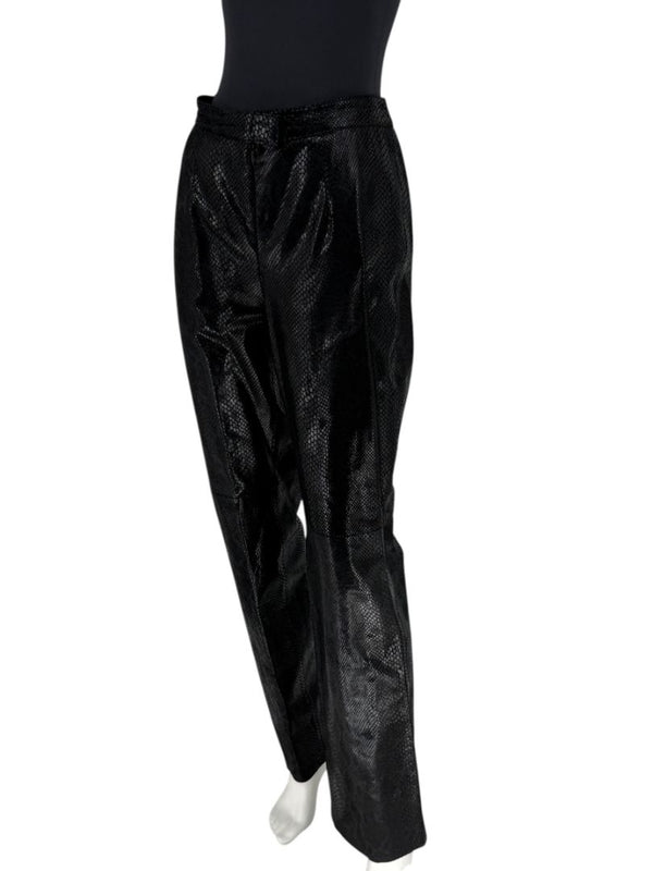 Adler Collection Black & Grey Faux Snake Embossed Leather Pantsuit – New with Tags