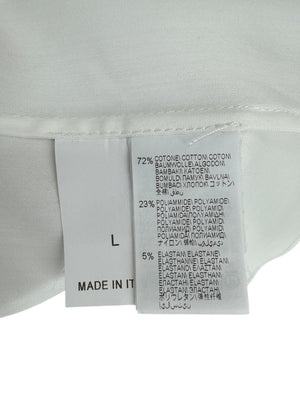 Brunello Cucinelli White Cotton Shirt with Monili Trim – Size L