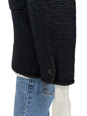 Chanel Women’s Black Textured Tweed Military-Inspired Jacket – Size 44