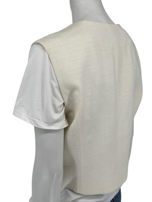 Linda Allard for Ellen Tracy Women’s Ivory Linen-Blend Vest – Size 14