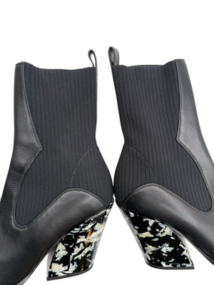 Jimmy Choo Western Style Tortoiseshell Effect Heel Booties - Size 37.5