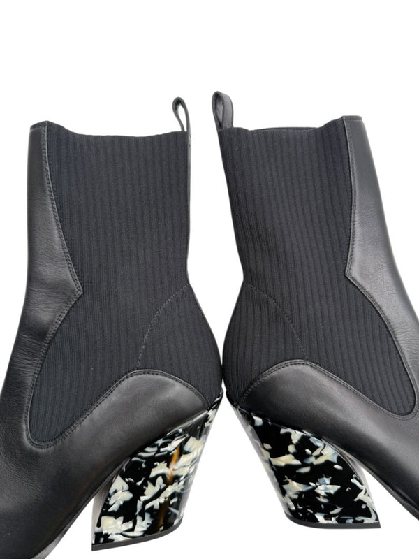 Jimmy Choo Western Style Tortoiseshell Effect Heel Booties - Size 37.5