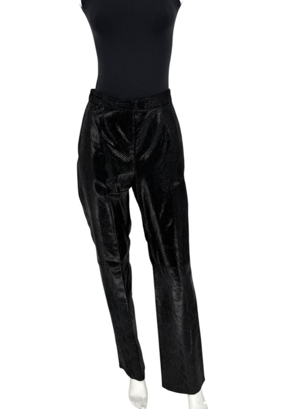 Adler Collection Black & Grey Faux Snake Embossed Leather Pantsuit – New with Tags