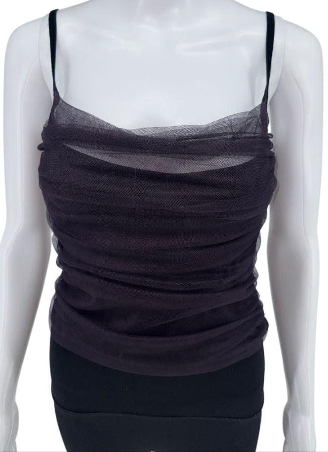 Lida Baday Ruched Mesh Overlay Camisole – Size 8 (Excellent Pre-Owned Condition)